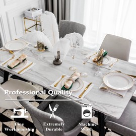 Home Brilliant White Placemats for Kitchen Easy Clean, Rectangle Place Mats Well Packaged, Faux Linen Table Mats Set of 6, 33 x 48 cm(13x19 Inch), Pure White
