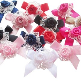 Chenkou 40pcs Mixed Roses with Bows and Ribbons DIY Wedding Decoration