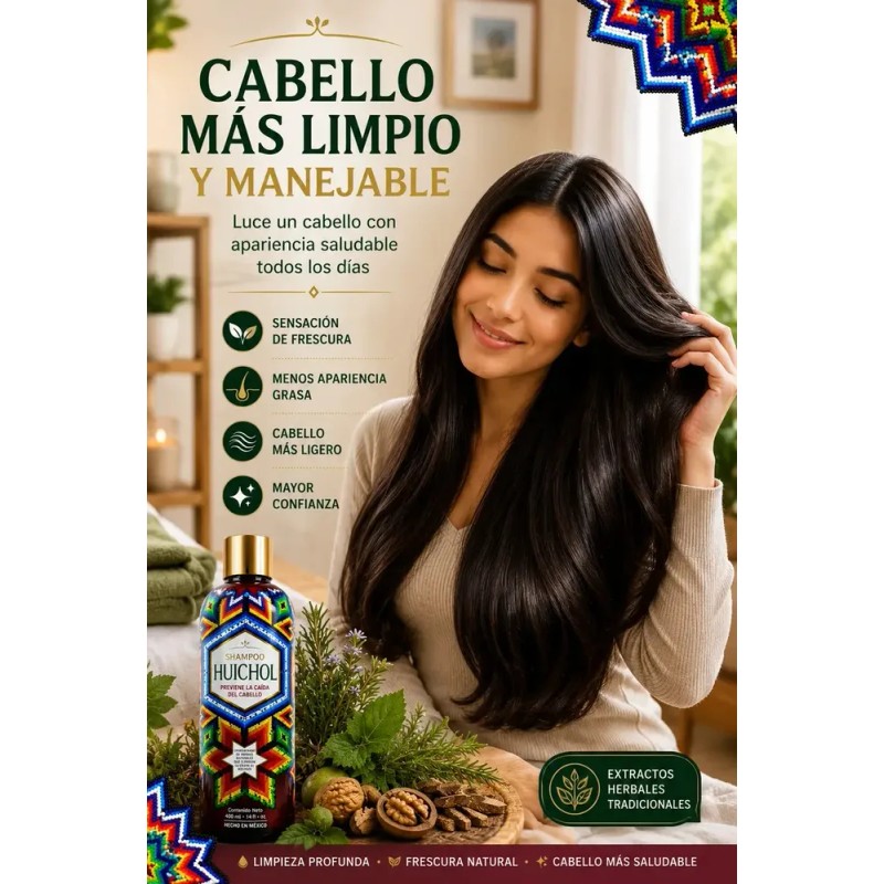 Shampoo Huichol ANTICAIDA en botella de 400mL de 400g por
