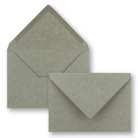 10 x Grey Vintage Kraft Paper Folding Card Set with Envelopes and Inserts, DIN A5-21 x 14.8 cm, Grey, Recycled, Blank