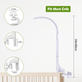 24 inch Single nut Adjustment and Fixing Baby Crib Mobile Arm,AICMEI Nursery Decor Hanger -DIY Toy Decoration Move Bracket