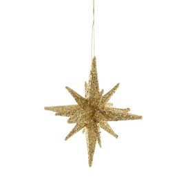 The Bridge Collection 3" Gold Vintage Style Starburst Ornament - Glittered Moravian Star Ornament for Holiday Decor - Gold Star Christmas Ornament