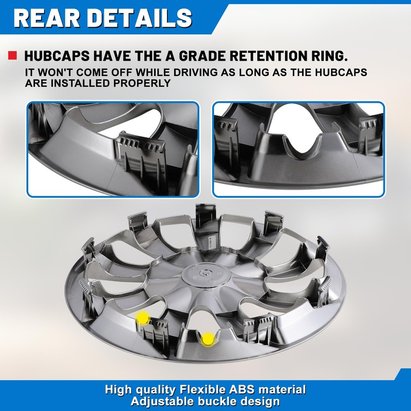 4-Pack 17 Inch Wheel Rim Cover Hubcaps, AUTOWIKI Special Design