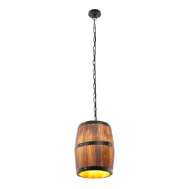 Rustic Wine Barrel Pendant Light, Antique Wood Wine Barrel Pendant Lamp Ceiling Hanging Chandelier Light for Bar, Cafe, Restaurant