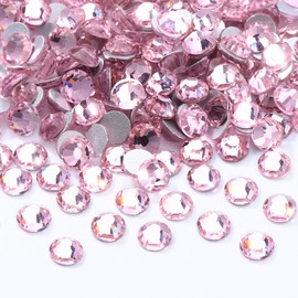 Meibite Pink Flatback Rhinestones, Glass Rhinestones for Nail Art and Craft, Glue Fix, Loose Crystal Gemstones(Pink, SS20, 2880pcs, 4.6-4.8mm)
