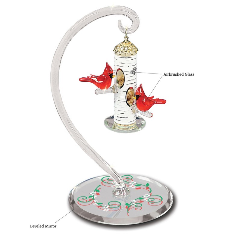 Handcrafted Glass Baron Cardinal's Delight Feeder 5 Inches Tall