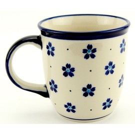Polish Pottery Mug 12 Oz. From Zaklady Ceramiczne Boleslawiec #1105-165a Classic Pattern, Capacity: 12 Oz.