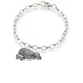 A46 Hedgehog family fine lead free English Pewter charm on a belcher link chain anklet bracelet