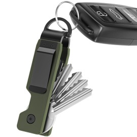 TUXON Key Organizer for Men - Compact Metal Key Holder | Minimalist Innovative Keyholder | Smart Keychain Secures 1-5 Keys (Green)