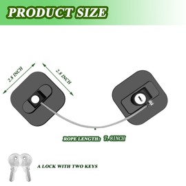 Refrigerator Lock with Key, Fridge Locks,Lock for Fridge Freezer, Cabinets and Drawers, Air Oven Air Fryer, Closets, Windows, 2 Pack Refrigerator Lock with 4 Keys(Black)