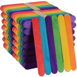 ZEONHAK 1000 PCS 6 Inches Colored Popsicle Sticks, Natural Wooden Lolly Sticks, Lollipop Sticks Jumbo for DIY Model Making Craft Homemade Design