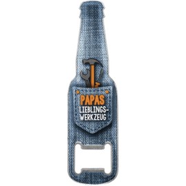 GRUSS & CO Bottle opener motif "Papa's favourite tool", funny bottle opener with magnet, men's gift, party gift, 48599