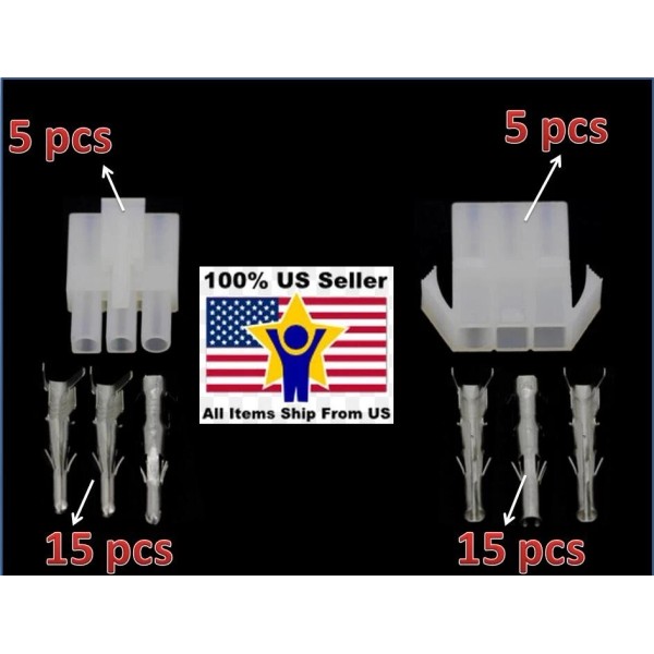 Unbranded 3 Pins ( 3 Circuit ) Male Female w/Terminal,