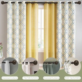 Double Curtain Rod 66 to 120 inches, 1 inch Diameter Heavy-Duty Adjustable Double Curtain Rod set with Decorative Finials and Sturdy Bracket-for Bedroom & Living room-Easy to Install,Bronze