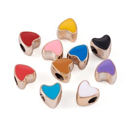 Craftdady 100pcs Enamel Love Heart European Beads Large Hole Acrylic Heart Loose Spacer Beads Random Mixed Color 11.5x11.5mm for Jewelry Making Hole: 4.5mm