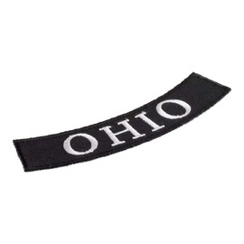 PatchStop State of Ohio Bottom Rocker Patches for Jackets Motorcycle Vests Backpacks Hats Tactical - Small 4x1.25in Black and White Iron On Sew On Biker Emblem - United States Souvenirs Travel Gifts