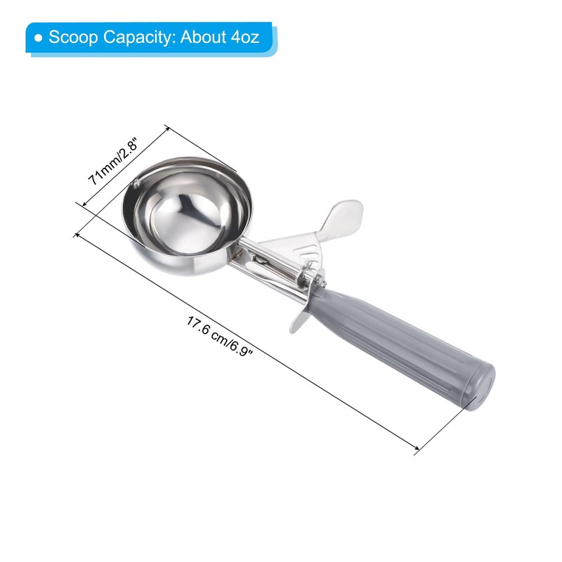 PATIKIL 4 Ounce Ice Cream Scoop with Trigger, Stainless Steel