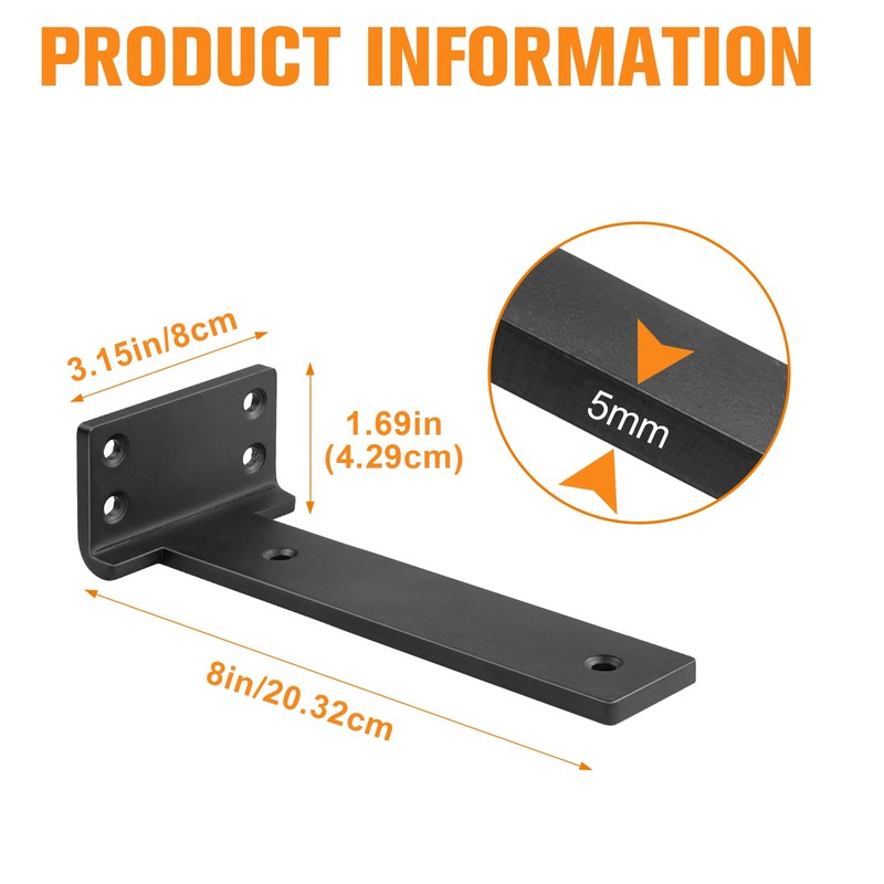 Floating Shelf Brackets 8 inch 6 Pack L Brackets for