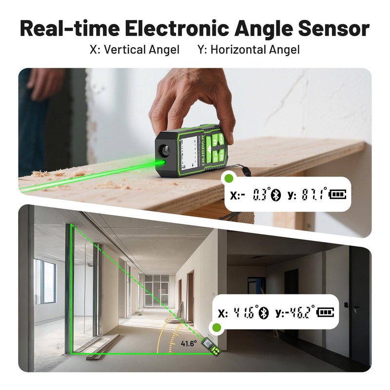Huepar 330Ft Green Laser Measurement Tool with APP Control, Rechargeable