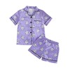 MyFav Girls Pajama Set Short Sleeve Button Down Silky Satin