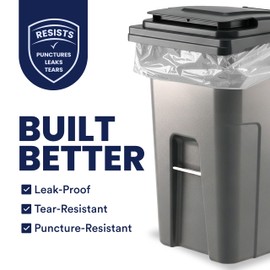 Plasticplace 95-96 Gallon Garbage Can Liners 1.5 Mil Clear Heavy Duty Trash Bags, 61 x 68”, 50 Count