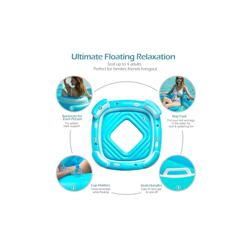 Jasonwell Floating Island Pool Float - Giant Inflatable Multi Person