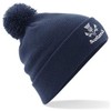 Embroidered Scotland Thistle Navy Pom Pom Beanie Hat