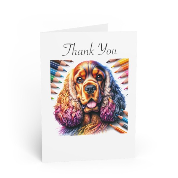 DistinctInk Greeting Card/Note Card -English Cocker Spaniel Colored Pencil Drawing