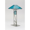 Modern Teal Blue Glass & Metal Tea Light Candle Holder,