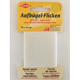 Kleiber Iron-On Patches, 30 x 6 cm, Extra Soft - Fine Cotton Fabric 06 Bianco