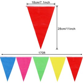 RUBFAC 1020ft 720pcs Colorful Pennant Banner Flags Multicolor Bunting String Triangle Flags Bulk, Garland for Grand Opening, Carnival Theme Birthday Party Decoration Outdoor Events Classroom Decor
