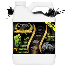 Humic Acid Liquid Aeration Lawn - Humic Acid & Fulvic Acid Liquid Concentrate - 10,000 sq ft - Organic Plant Food Enhancer for Lawn, Plants, Turf Grass & Garden Soil Treatment Conditioner & Aerator