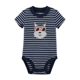 Carter's Baby Boys' Dog with Sunglasses Bodysuit, blue