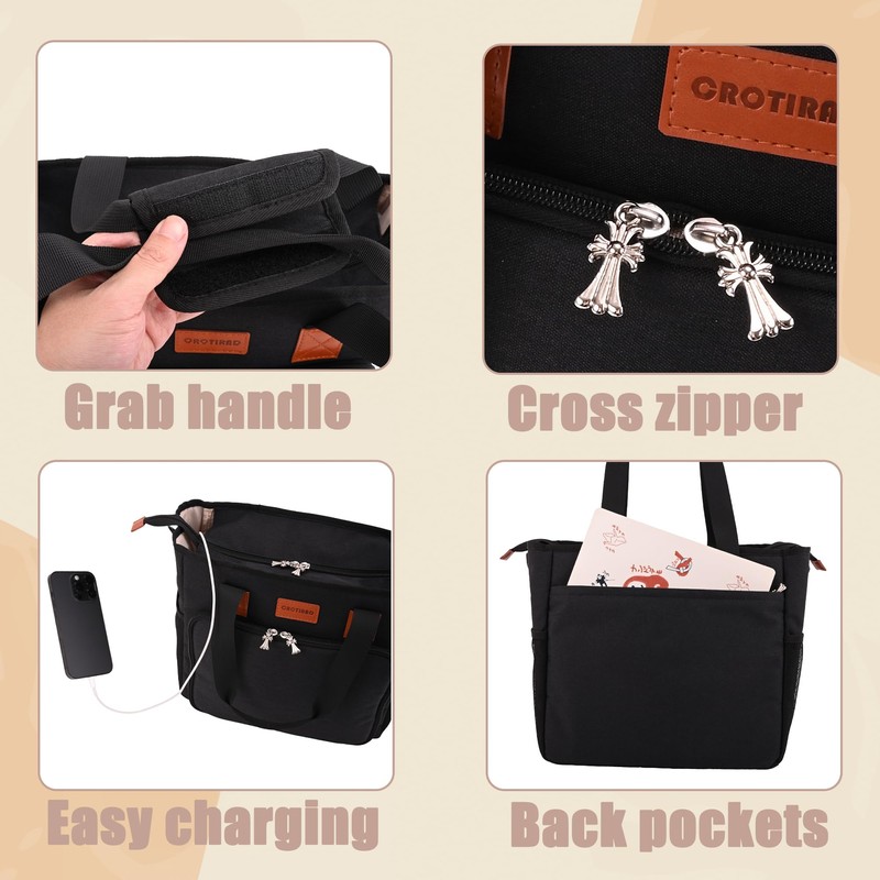 CROTIRAD Bible Cover Bag for Woman with Water Bottle Pockets,
