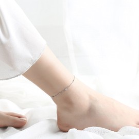 925 Silver Anklet for Women, Waterproof Anklet Crystal Sensitive Small Anklet Adjustable Chain Anklet Comes in Jewellery Gift Box, Sterling Silver