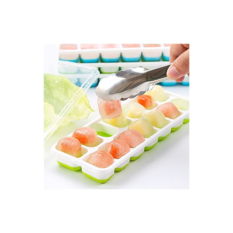 2 Pack Silicone stackable Ice Cube Trays, Reusable Flexible Silicone