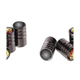 Decorative Tyre Valve Dust Caps, Black Aluminium, Set of 4 with gift box compatible with Abarth cars