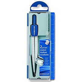 Staedtler Metal Compass, 4-7/8” with Safety Point and Universal Adapter, Includes Storage case with Measurements