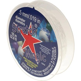 Bead & Jewelry Cord - Strong & Stretchy Easy to Knot - Clear Color - 0.5mm diameter - 10-meter (32.8 ft) spool - Elastic String for making beaded jewelry