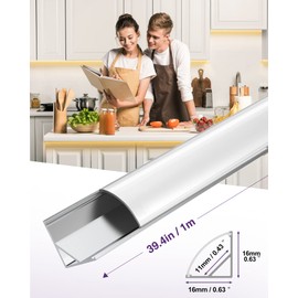 Aluminum Channel HitLights 5-Pack 3.3Fft/1Meter V Shape Silver LED Strip Lights Aluminum Channel System with Milky Cover LED Light Strips Diffuser Channel for LED Tape Light Cabinet Shelves Home Decor