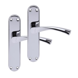 HANDLEZONE® 1 Pair of Lobo Polished Chrome Lever Latch Door Handle Set on Long Backplate, for Internal Doors