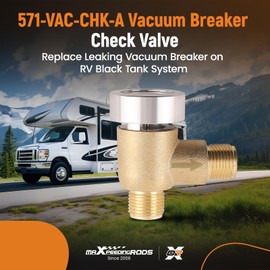 Upgraded Brass RV Vacuum Breaker Check Valve, 571-VAC-CHK-A Camper Trailer Flusher RV Tank Check Valve for b&b Model 571 Check Valve, Replace Leaking Vacuum Breaker on Black Tank System 1/2 DN Male