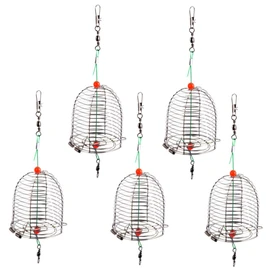 Kisangel 5pcs Metal Bait Cage Fish Traps Method Cage Feeder Method Feeder Accessories Fishing Lure Cage Carp Steel Shrimp Bait Chum Bag Fishing Cage Stainless Steel Fishing Bait Cage