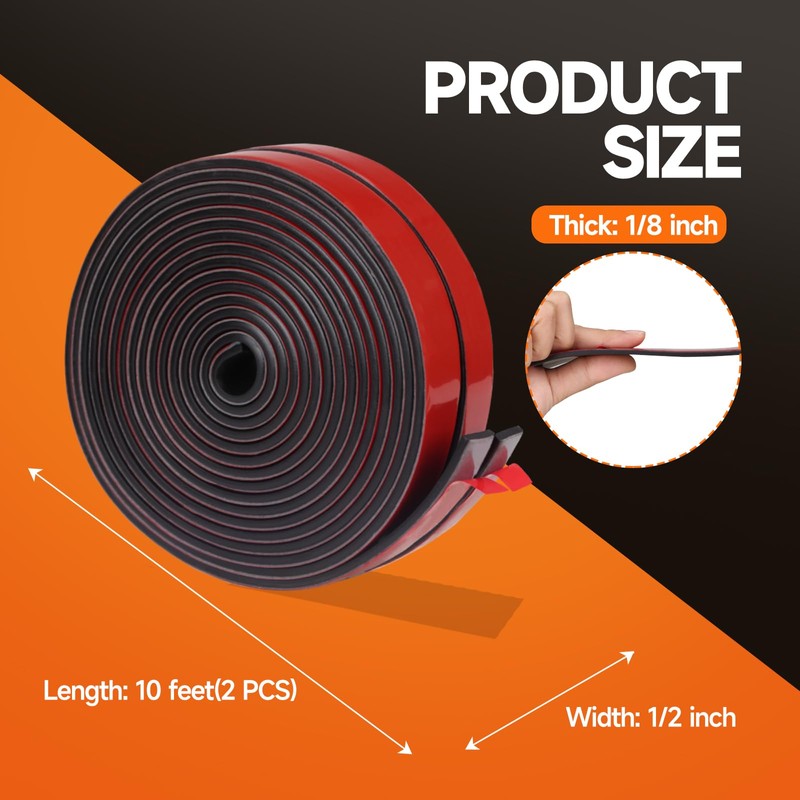 TORRAMI Neoprene Rubber Strips Adhesive Solid Rubber Sheets, Rolls &