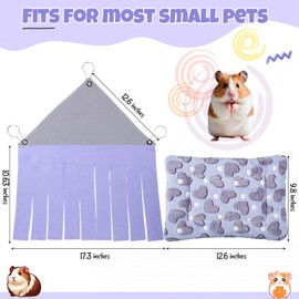 Shappy Guinea Pig Hideout with Mat Guinea Pig Hideaway Corner Curtain Fleece Toys Cage Accessories for Ferrets Chinchillas Rabbit Bunny Hedgehog Small Pets(Purple)