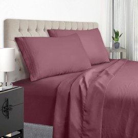 EaseHome Burgundy Sheets Set for Queen Size Bed -Deep Pocket to 18 inches Mattress 4 Piece - Premium Bedding Sheets & Pillowcases Collection - Extra Soft