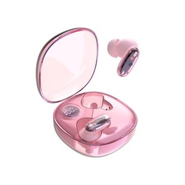 MARS GAMING MHIB2, Bluetooth 5.4 Kopfhörer, Immersiver Klang, Ergonomisches Halbtransparentes und Ultrakompaktes Design, 24 Stunden Wiedergabe, Kabellose Ohrhörer mit Etui und LED-Anzeige, Rosa​