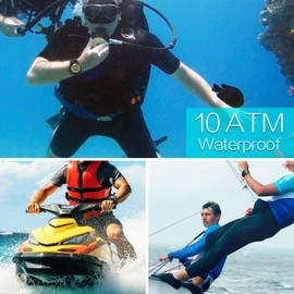 TEKMAGIC Men's Watch 10ATM Waterproof for Swimming and Diving with Alarm Clock, Stopwatch, Timer, Dual Timer, Calendar, Backlight, 12 or 24 Hour Format, Digital Analogue Display, black, Bracelet