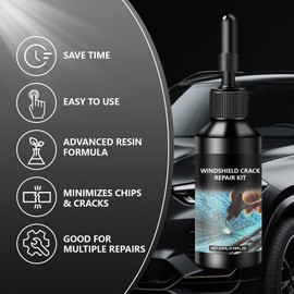 HSAND Windshield Crack Repair Kit, 2025 Latest Upgraded Glass Crack Repair Kit, 5MinQuick-Glass Repair Liquid, Long-Lasting, for Fixing Chips, Bulls-Eye, Cracks and Star-Shape Cack