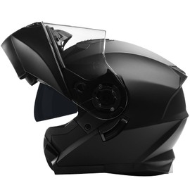 GJH Adult Modular Motorcycle Helmet Full Face Helmets Flip Up Anti-Fog Lens Double for Electric Cycling Road Racing Motorcycle Cycing DOT Approved(162-Black-L)